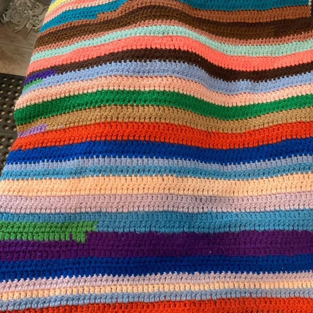 Tree Skirt Blanket Cottagecore Crochet Granny Afghan Multicolor Crochet Crib